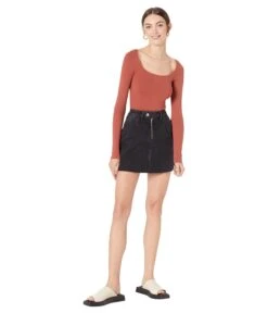 Paige Sade Skirt Extended Waistband Exposed Zip In Dusted Onyx -Madewell Shop 61PaNv Q2HL