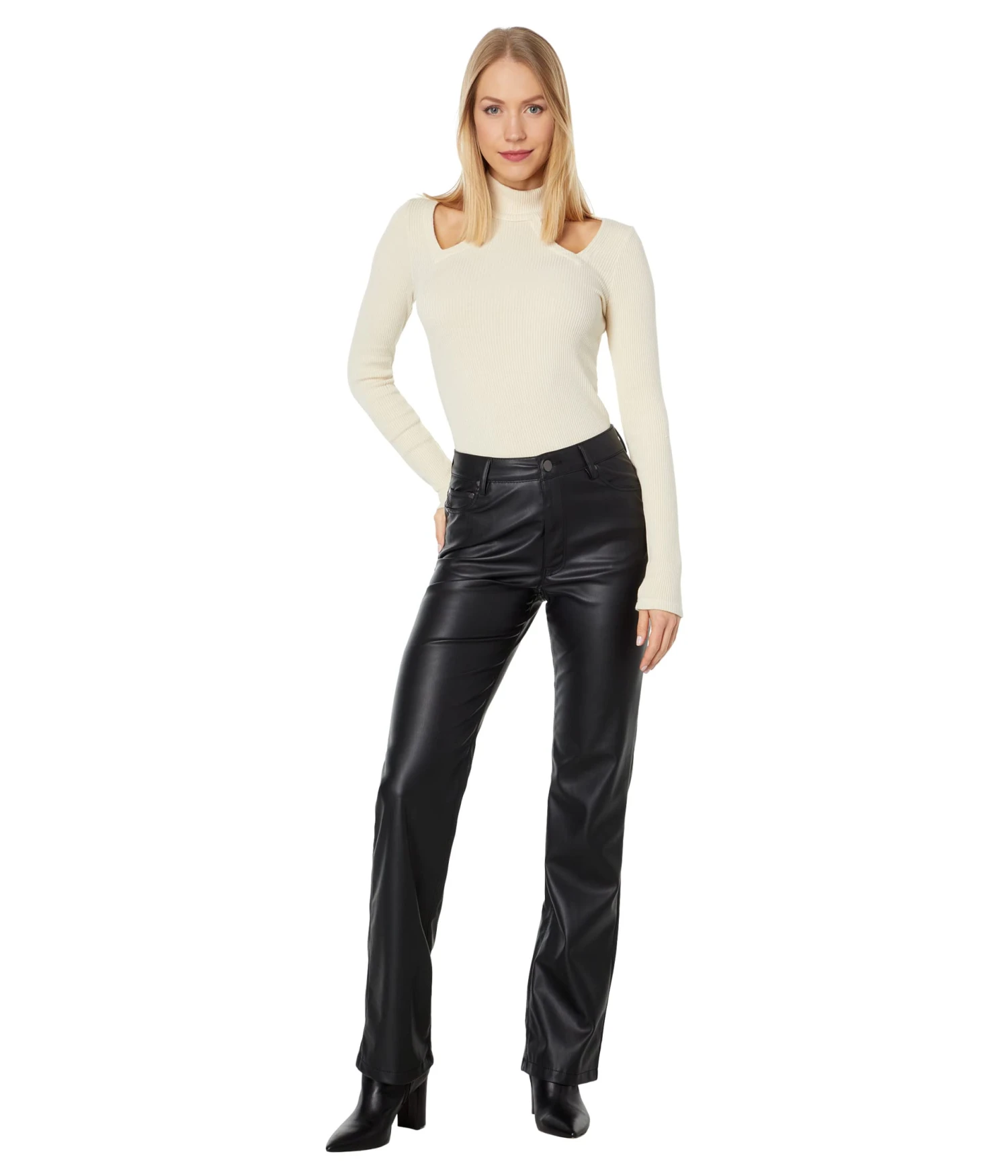 MONROW Rib Cutout Turtleneck 6 MONROW Rib Cutout Turtleneck - Image 4