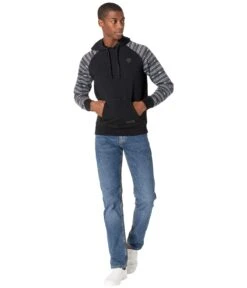 Rock And Roll Cowboy Long Sleeve Pullover Hoodie Contrast Sleeves P8H6340 -Madewell Shop 713yXjRrzpL