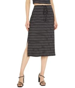 1.STATE Side Slit Front Tie Skirt