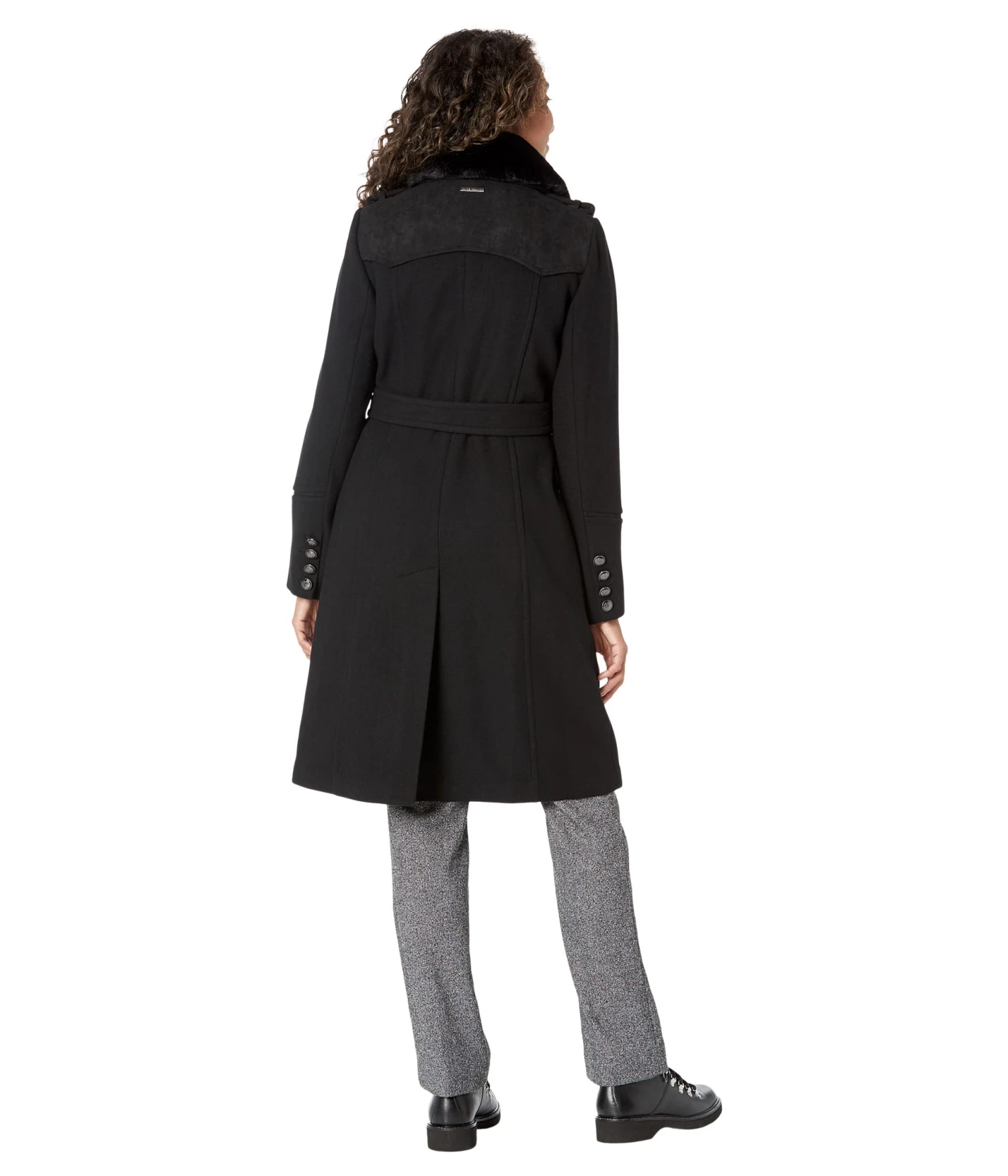 Vince Camuto Double Belted Wool With Faux Fur Collar V20731A-ME 4 Vince Camuto Double Belted Wool With Faux Fur Collar V20731A-ME - Image 2