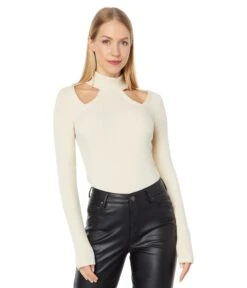 MONROW Rib Cutout Turtleneck