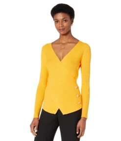 MILLY Cross Front Long Sleeve Sweater