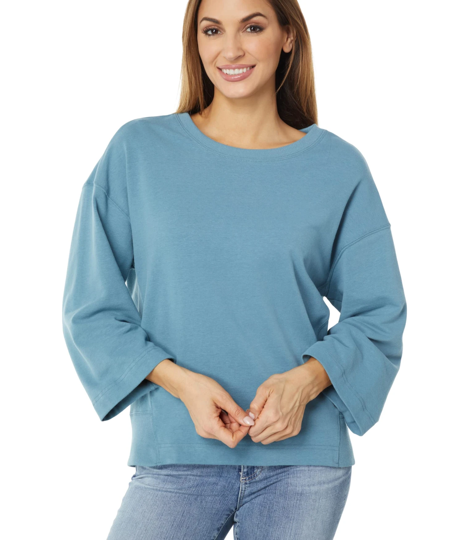 Three Dots Washed Crew Neck Sweatshirt 5 Three Dots Washed Crew Neck Sweatshirt - Image 3