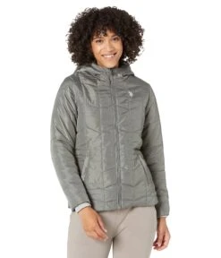 U.S. POLO ASSN. Multiple Channel Hooded Puffer Cozy Lining