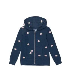 Chaser Kids Embroidered Rose Bud Cozy Knit Zip-Up Hoodie (Little Kids/Big Kids)