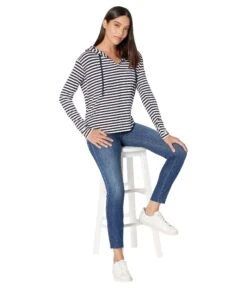 Majestic Filatures Soft Touch Stripe Long Sleeve Hoodie -Madewell Shop 71ue9A9WB2L