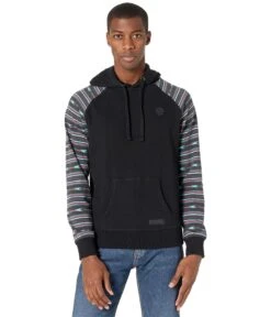 Rock And Roll Cowboy Long Sleeve Pullover Hoodie Contrast Sleeves P8H6340