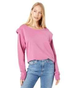 Mod-o-doc French Terry Long Sleeve Shoulder Pleats Sweatshirt