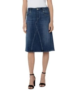 Liverpool Gia Glider Pull-On Midi Skirt In Flagstone