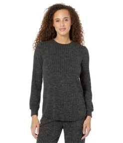 Mod-o-doc Brushed Hacci Long Sleeve Crew Neck Flowy Top