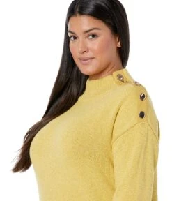 Elliott Lauren Need For Tweed Mock Neck Sweater With Button Detail On Shoulder -Madewell Shop 81hxg6QfQZL