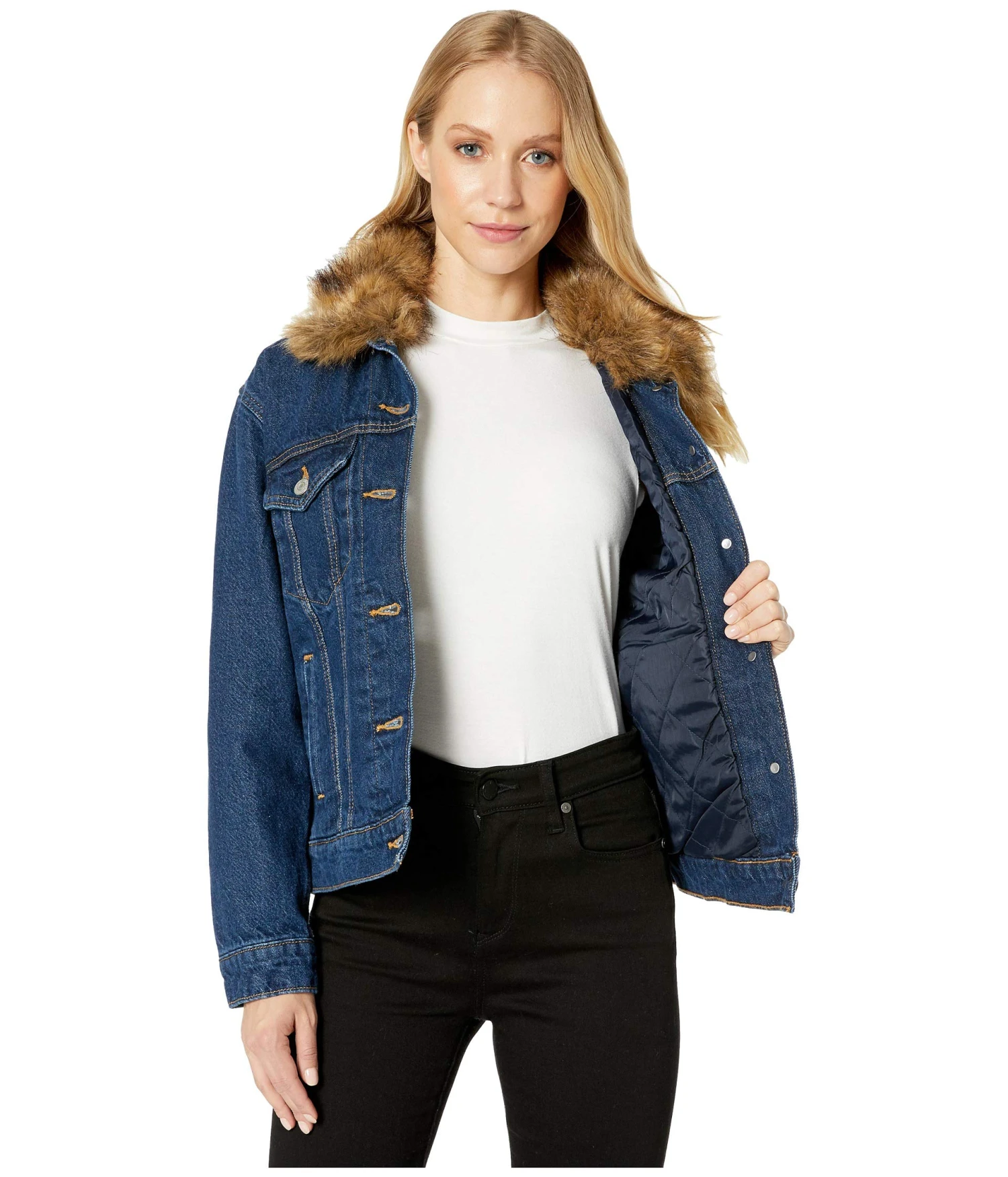 Levi's® Womens Ex Boyfriend Faux Fur Collar Trucker 7 Levi's® Womens Ex Boyfriend Faux Fur Collar Trucker - Image 5