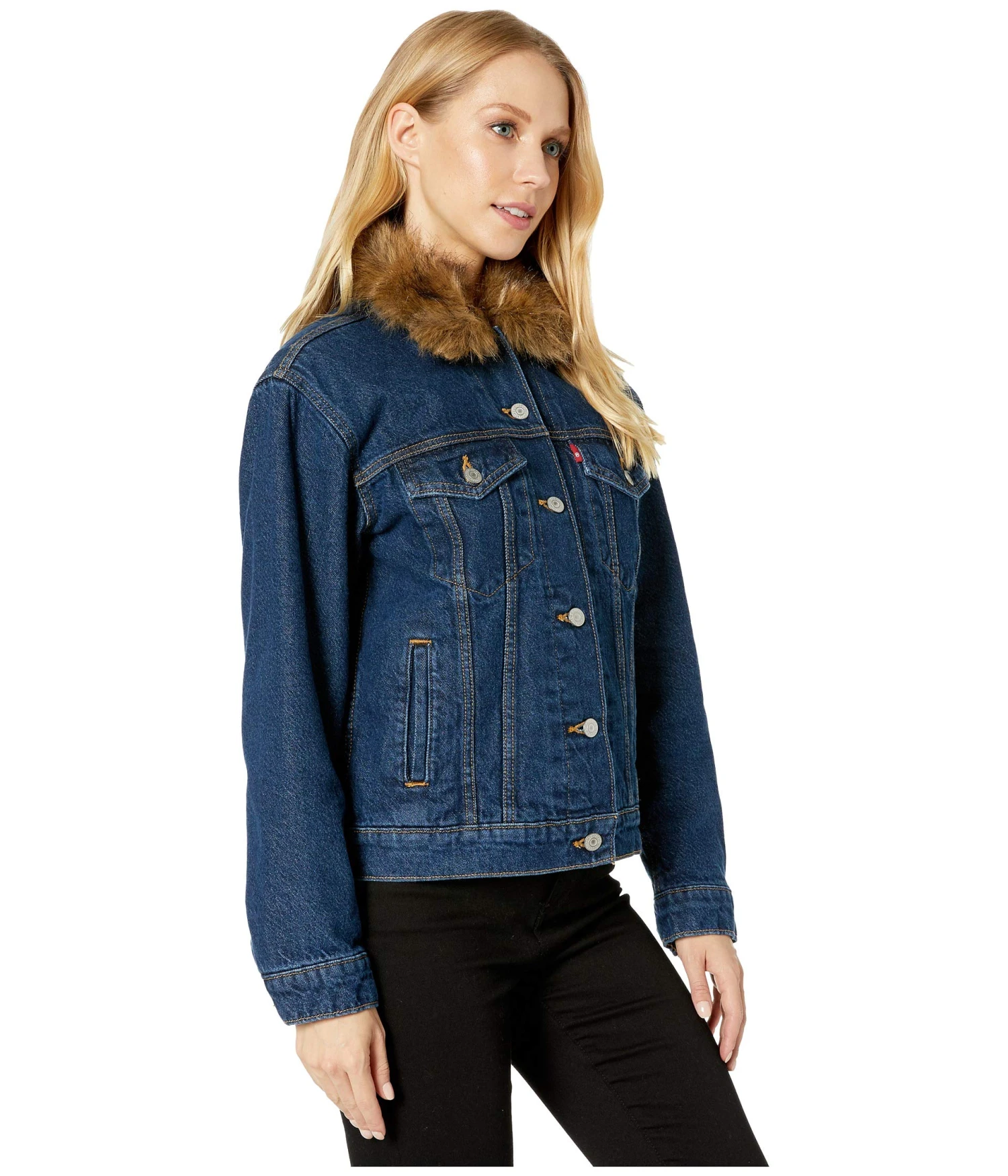 Levi's® Womens Ex Boyfriend Faux Fur Collar Trucker 6 Levi's® Womens Ex Boyfriend Faux Fur Collar Trucker - Image 4