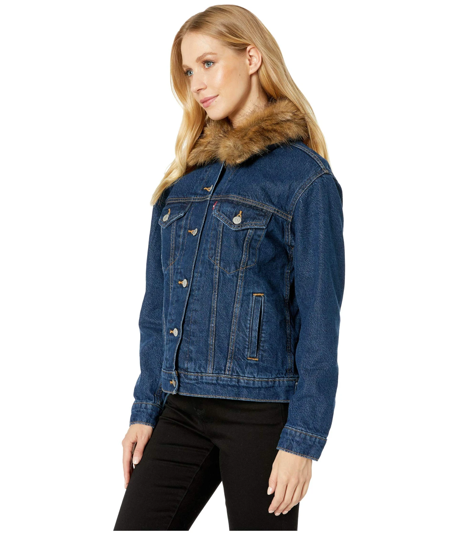 Levi's® Womens Ex Boyfriend Faux Fur Collar Trucker 4 Levi's® Womens Ex Boyfriend Faux Fur Collar Trucker - Image 2