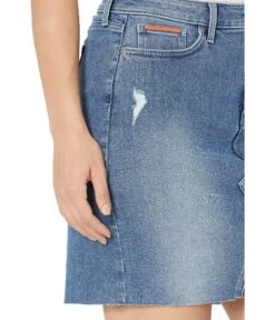 NYDJ High-Rise A-Line Denim Skirt W/ Multicolor Contrast Piping In Destructed Lunar -Madewell Shop A1waRXNK0bS